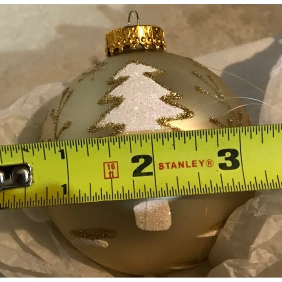 Bronners Ornament Christmas Wonderland Gold Glitter Trees Original Box - Picture 8 of 8